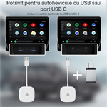 Auto si Moto - Electronice auto - Multimedia auto - Modulator tip adaptor wireless Android Auto, compatibil cu android, conversie de la cablu la wireless pentru, alb - Infinity.ro
