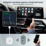 Auto si Moto - Electronice auto - Multimedia auto - Modulator tip adaptor wireless Android Auto, compatibil cu android, conversie de la cablu la wireless pentru, alb - Infinity.ro