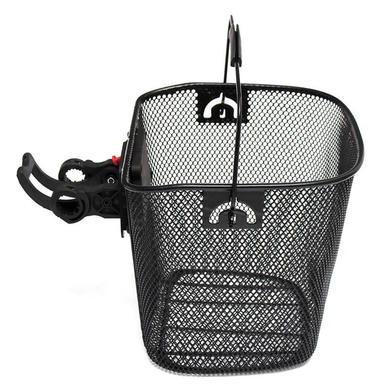 Sport si Outdoor/Ciclism/Piese pentru biciclete/Accesorii piese biciclete - Cos metalic pentru bicicleta cu maner, demontabil, conceput pentru a fi montat in partea din fata, culoare Neagra - Infinity.ro