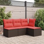 Casa si Gradina - Gradina si terasa - Mobilier exterior - Scaune si sezlonguri gradina - Taburet de gradina cu perna, maro, 55x55x37 cm, poliratan - Infinity.ro