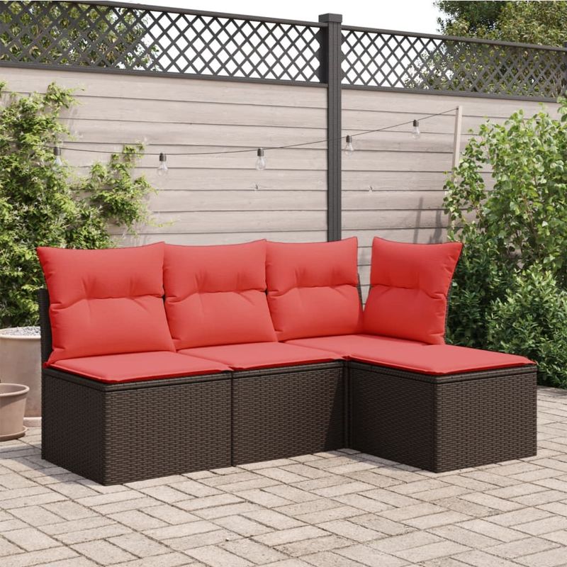Casa si Gradina - Gradina si terasa - Mobilier exterior - Scaune si sezlonguri gradina - Taburet de gradina cu perna, maro, 55x55x37 cm, poliratan - Infinity.ro