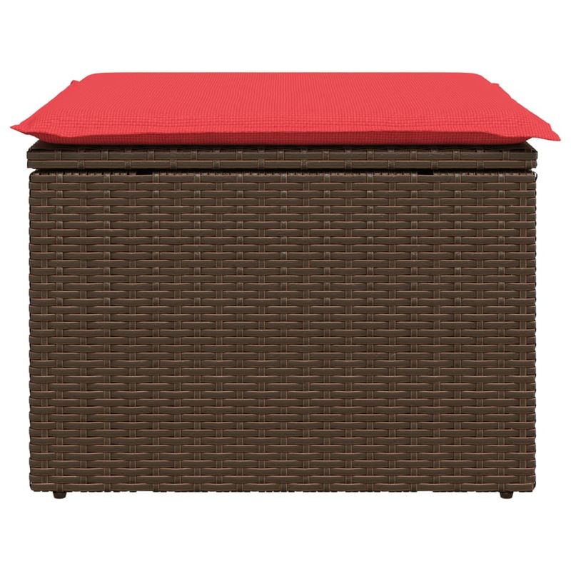 Casa si Gradina - Gradina si terasa - Mobilier exterior - Scaune si sezlonguri gradina - Taburet de gradina cu perna, maro, 55x55x37 cm, poliratan - Infinity.ro