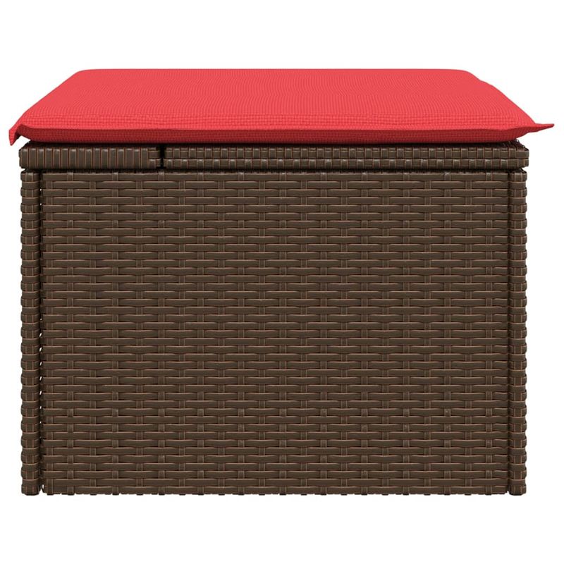 Casa si Gradina - Gradina si terasa - Mobilier exterior - Scaune si sezlonguri gradina - Taburet de gradina cu perna, maro, 55x55x37 cm, poliratan - Infinity.ro
