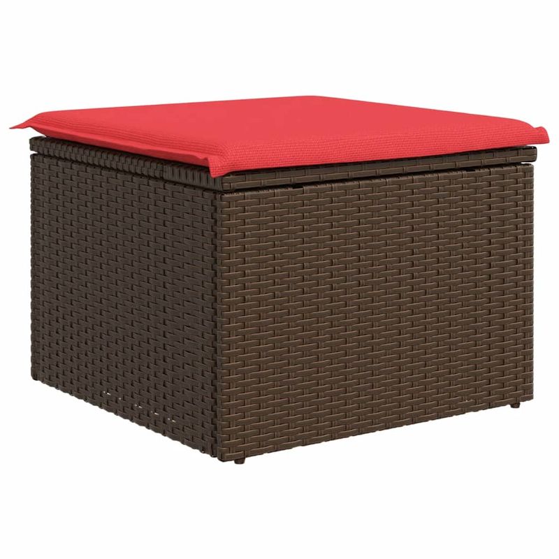 Casa si Gradina - Gradina si terasa - Mobilier exterior - Scaune si sezlonguri gradina - Taburet de gradina cu perna, maro, 55x55x37 cm, poliratan - Infinity.ro
