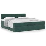 Casa si Gradina - Mobilier - Paturi si accesorii - Paturi - Cadru de pat otoman cu saltea verde inchis 160x200cm catifea - Infinity.ro