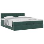 Casa si Gradina - Mobilier - Paturi si accesorii - Paturi - Cadru de pat otoman cu saltea verde inchis 160x200cm catifea - Infinity.ro