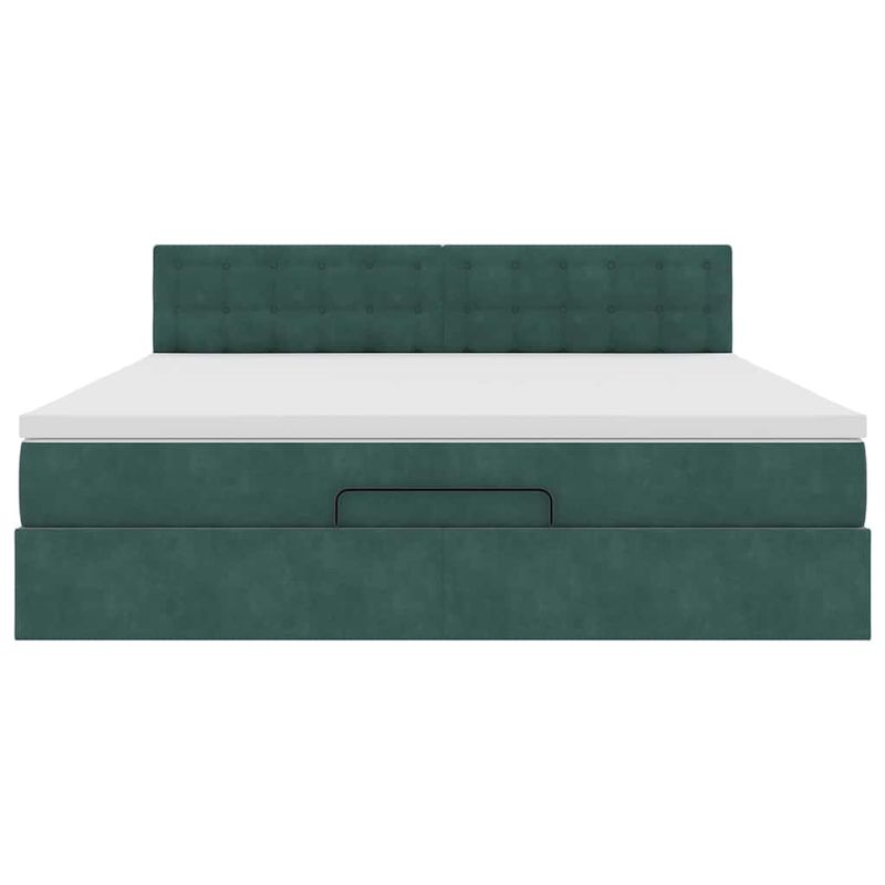 Casa si Gradina - Mobilier - Paturi si accesorii - Paturi - Cadru de pat otoman cu saltea verde inchis 160x200cm catifea - Infinity.ro