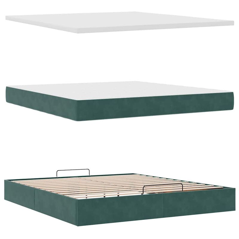 Casa si Gradina - Mobilier - Paturi si accesorii - Paturi - Cadru de pat otoman cu saltea verde inchis 160x200cm catifea - Infinity.ro