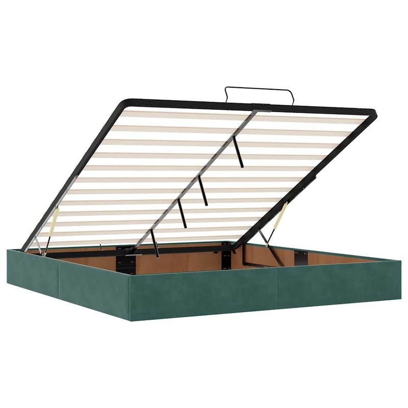 Casa si Gradina - Mobilier - Paturi si accesorii - Paturi - Cadru de pat otoman cu saltea verde inchis 160x200cm catifea - Infinity.ro