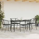 Casa si Gradina - Gradina si terasa - Mobilier exterior - Seturi mobila gradina - Set de sufragerie de gradina 5 piese neagra Sticla Poly Rattan - Infinity.ro