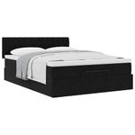 Casa si Gradina - Mobilier - Paturi si accesorii - Paturi - Cadru pat otoman cu saltea, catifea neagra 140x200cm - Infinity.ro