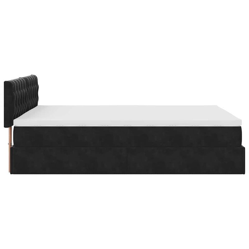 Casa si Gradina - Mobilier - Paturi si accesorii - Paturi - Cadru pat otoman cu saltea, catifea neagra 140x200cm - Infinity.ro