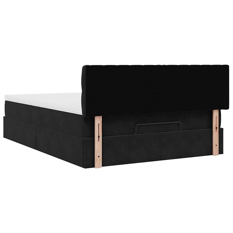 Casa si Gradina - Mobilier - Paturi si accesorii - Paturi - Cadru pat otoman cu saltea, catifea neagra 140x200cm - Infinity.ro