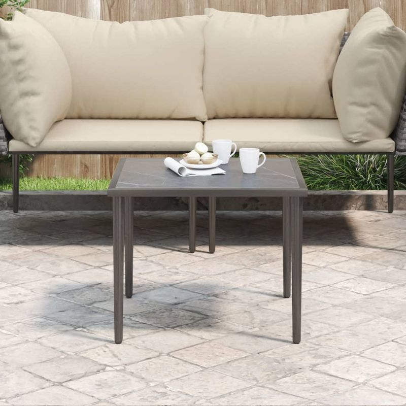 Casa si Gradina - Gradina si terasa - Mobilier exterior - Canapele si fotolii gradina - Masa de gradina, gri, 48x48x37 cm, otel - Infinity.ro