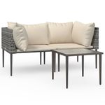 Casa si Gradina - Gradina si terasa - Mobilier exterior - Seturi mobila gradina - Set mobilier de gradina cu perne, 3 piese, gri, poliratan - Infinity.ro