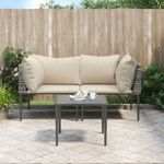 Casa si Gradina - Gradina si terasa - Mobilier exterior - Seturi mobila gradina - Set mobilier de gradina cu perne, 3 piese, gri, poliratan - Infinity.ro