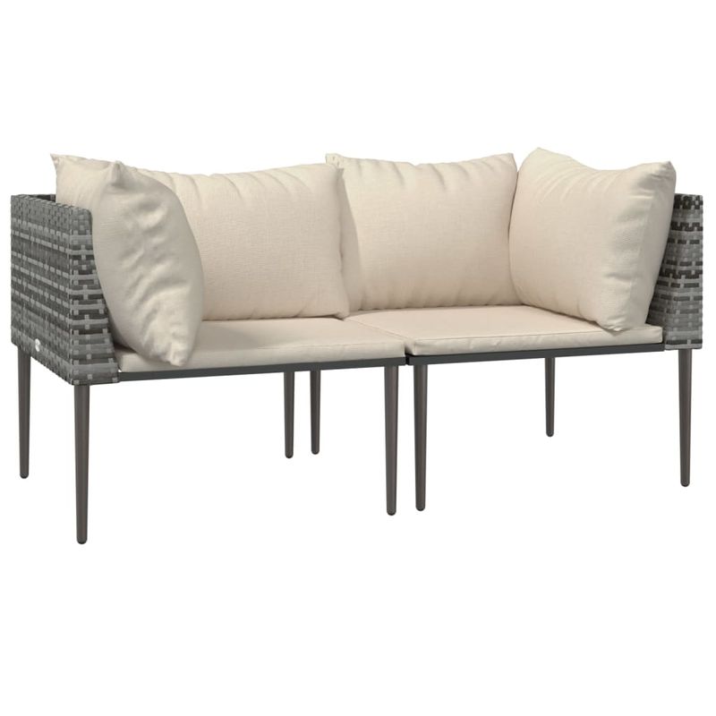 Casa si Gradina - Gradina si terasa - Mobilier exterior - Seturi mobila gradina - Set mobilier de gradina cu perne, 3 piese, gri, poliratan - Infinity.ro