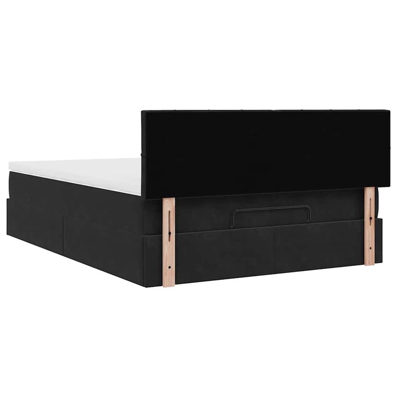Casa si Gradina - Mobilier - Paturi si accesorii - Paturi - Cadru pat otoman cu saltea, catifea neagra 140x200cm - Infinity.ro