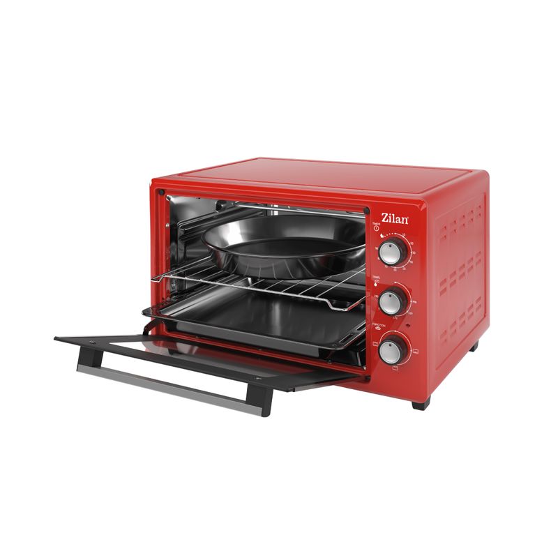 Electronice si Electrocasnice - Aragazuri, cuptoare si hote - Cuptoare - Cuptoare electrice - Cuptor electric Zilan ZLN5322 Gusto, Capacitate 35L, Temperatura maxima 250C, Timer, Putere 1800W, Rosu - Infinity.ro