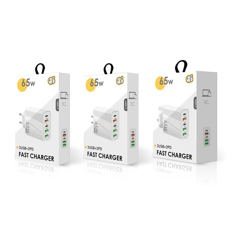 Laptop, Telefoane si Tablete - Telefoane mobile si accesorii - Accesorii Telefoane - Incarcatoare telefoane - Incarcator Retea, 65W Fast Charge, 5 Porturi, 3 x USB, 2 x Type-C, Compatibil iPhone, Huawei, Samsung, Xiaomi etc, Negru - Infinity.ro