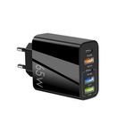 Laptop, Telefoane si Tablete - Telefoane mobile si accesorii - Accesorii Telefoane - Incarcatoare telefoane - Incarcator Retea, 65W Fast Charge, 5 Porturi, 3 x USB, 2 x Type-C, Compatibil iPhone, Huawei, Samsung, Xiaomi etc, Negru - Infinity.ro