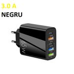 Laptop, Telefoane si Tablete - Telefoane mobile si accesorii - Accesorii Telefoane - Incarcatoare telefoane - Incarcator Retea, 65W Fast Charge, 5 Porturi, 3 x USB, 2 x Type-C, Compatibil iPhone, Huawei, Samsung, Xiaomi etc, Negru - Infinity.ro