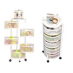 Casa si Gradina - Mobilier - Biblioteci si rafturi - Etajere - Organizator mobil de bucatarie cu cinci cosuri rotative pentru depozitarea fructelor si legumelor, alb - Infinity.ro