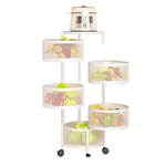 Casa si Gradina - Bucatarie si vesela - Organizare si depozitare bucatarie - Suporturi tacamuri si vase - Organizator mobil de bucatarie cu cinci cosuri rotative pentru depozitarea fructelor si legumelor, alb - Infinity.ro