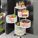 Casa si Gradina - Mobilier - Biblioteci si rafturi - Etajere - Organizator mobil de bucatarie cu cinci cosuri rotative pentru depozitarea fructelor si legumelor, alb - Infinity.ro