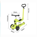 Sport si Outdoor - Role, trotinete si skateboard - Trotinete copii - Trotineta 3in1 transformabila in tricicleta, maner reglabil de impins pentru parinti, roti iluminate in miscare, verde - Infinity.ro