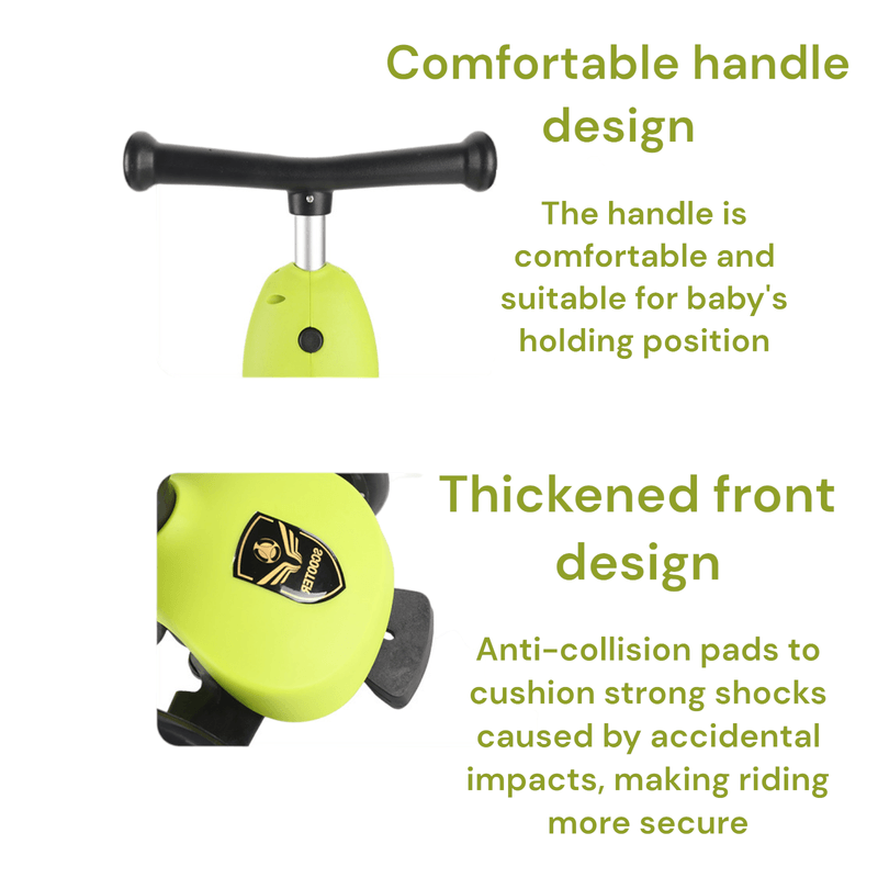 Sport si Outdoor - Role, trotinete si skateboard - Trotinete copii - Trotineta 3in1 transformabila in tricicleta, maner reglabil de impins pentru parinti, roti iluminate in miscare, verde - Infinity.ro