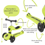 Sport si Outdoor - Role, trotinete si skateboard - Trotinete copii - Trotineta 3in1 transformabila in tricicleta, maner reglabil de impins pentru parinti, roti iluminate in miscare, verde - Infinity.ro