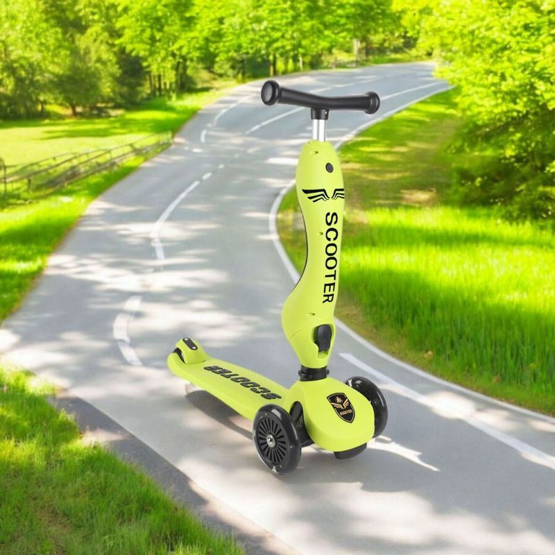 Sport si Outdoor - Role, trotinete si skateboard - Trotinete copii - Trotineta 3in1 transformabila in tricicleta, maner reglabil de impins pentru parinti, roti iluminate in miscare, verde - Infinity.ro