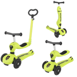 Sport si Outdoor - Role, trotinete si skateboard - Trotinete copii - Trotineta 3in1 transformabila in tricicleta, maner reglabil de impins pentru parinti, roti iluminate in miscare, verde - Infinity.ro