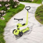 Sport si Outdoor - Role, trotinete si skateboard - Trotinete copii - Trotineta 3in1 transformabila in tricicleta, maner reglabil de impins pentru parinti, roti iluminate in miscare, verde - Infinity.ro