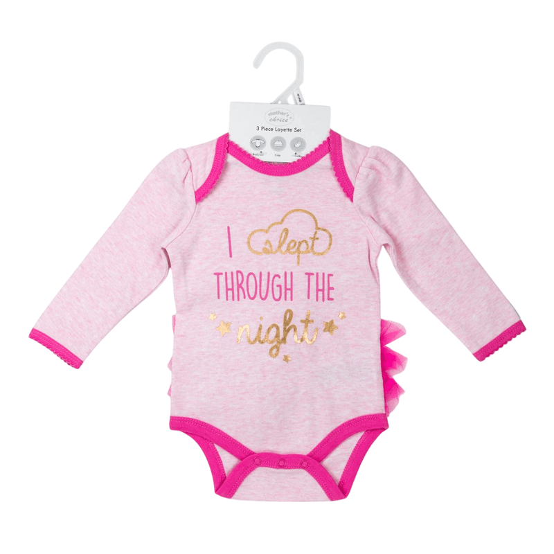 Fashion, accesorii si bijuterii - Copii - Imbracaminte copii - Treninguri si compleuri copii - Set 3 piese pentru fetite Through Night Mother's Choice - marimea 6-9 luni - Infinity.ro