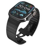 Laptop, Telefoane si Tablete - Wearables si gadgeturi - Wearables - Accesorii wearables - Curea ONSG® pentru Apple Watch 1/2/3/4/5/6/7/8/9/10/SE/SE 2/Ultra/Ultra 2 42/44/45/46/49mm, J78, Otel, Black - Infinity.ro