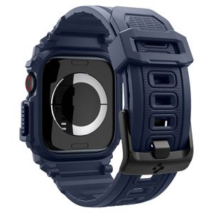 Husa ONSG® pentru Apple Watch 10 46mm + Curea, Q75, Poliuretan, Navy Blue