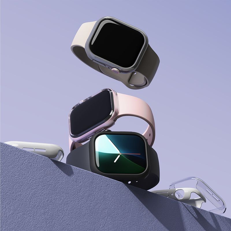 Laptop, Telefoane si Tablete - Wearables si gadgeturi - Wearables - Accesorii wearables - Husa ONSG® pentru Apple Watch 10 46mm set 2, C52, Policarbonat, Clear/Dark Gray - Infinity.ro