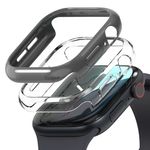 Laptop, Telefoane si Tablete - Wearables si gadgeturi - Wearables - Accesorii wearables - Husa ONSG® pentru Apple Watch 10 46mm set 2, C52, Policarbonat, Clear/Dark Gray - Infinity.ro