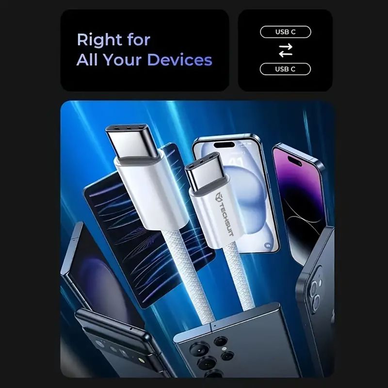 Laptop, Telefoane si Tablete - Telefoane mobile si accesorii - Accesorii Telefoane - Cabluri si adaptoare telefoane - Cablu de date Type-C pentru Apple, Android, PD60W, Super Fast Charging, 1m, X7, Techsuit PCB114D, X7, Yellow - Infinity.ro