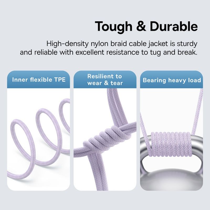 Laptop, Telefoane si Tablete - Telefoane mobile si accesorii - Accesorii Telefoane - Cabluri si adaptoare telefoane - Cablu USB-C la Type-C, Super Fast Charging 100W, 1m, A88, Nailon, Baseus Gem P10373000511 00, A88, Nailon, Nebula Purple - Infinity.ro