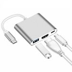 PC, gaming si accesorii - Retelistica - Hub-uri - Adaptor multifunctional 3 in 1 USB-C la HDMI Techstar® ZFZ3IN1, HDMI 4K, 1 x USB 3.0, PD Port, Compatibil HD TV - Infinity.ro