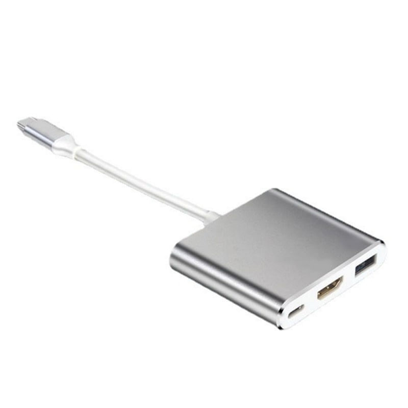PC, gaming si accesorii - Retelistica - Hub-uri - Adaptor multifunctional 3 in 1 USB-C la HDMI Techstar® ZFZ3IN1, HDMI 4K, 1 x USB 3.0, PD Port, Compatibil HD TV - Infinity.ro