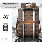 Fashion, accesorii si bijuterii - Barbati - Accesorii barbati - Genti si rucsacuri barbati - Rucsac Laptop 16' Piele Naturala Crazy Horse, Noble, Antiperspirant, Ataşabil Troler, Maro/Cafea - Infinity.ro