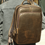 Fashion, accesorii si bijuterii - Barbati - Accesorii barbati - Genti si rucsacuri barbati - Rucsac Laptop 16' Piele Naturala Crazy Horse, Noble, Antiperspirant, Ataşabil Troler, Maro/Cafea - Infinity.ro