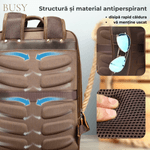 Fashion, accesorii si bijuterii - Barbati - Accesorii barbati - Genti si rucsacuri barbati - Rucsac Laptop 16' Piele Naturala Crazy Horse, Noble, Antiperspirant, Ataşabil Troler, Maro/Cafea - Infinity.ro