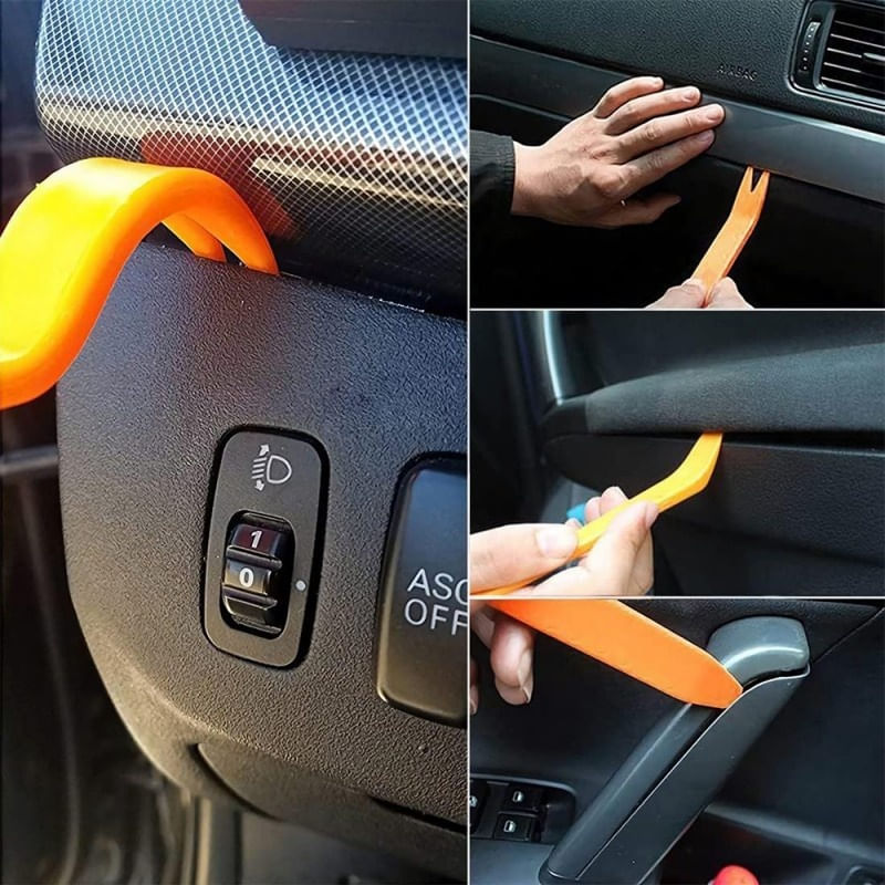 Auto si Moto - Reparatii si depanare - Scule auto - Scule si truse auto - Set 4 piese pentru demontare tapiterie sau elemente auto de interior, Techstar® D0085-1, plastic, portocaliu - Infinity.ro