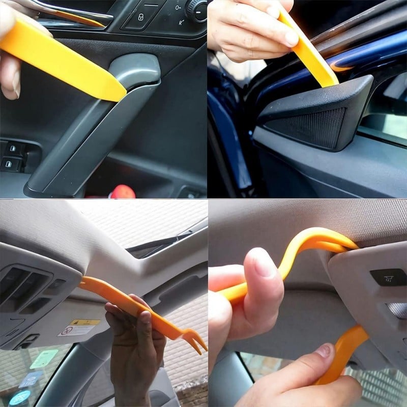 Auto si Moto - Reparatii si depanare - Scule auto - Scule si truse auto - Set 4 piese pentru demontare tapiterie sau elemente auto de interior, Techstar® D0085-1, plastic, portocaliu - Infinity.ro