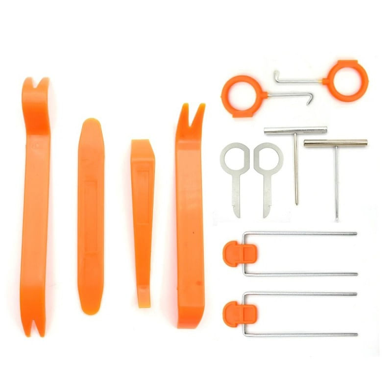 Auto si Moto - Reparatii si depanare - Scule auto - Scule si truse auto - Set 12 piese pentru demontare tapiterie sau elemente auto de interior, Techstar® D0087, plastic, portocaliu - Infinity.ro